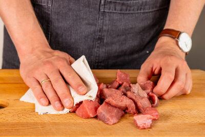 Rindergulasch trocken tupfen