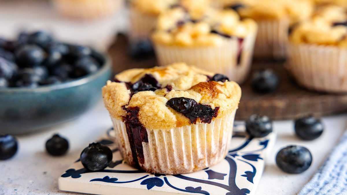 Blaubeermuffins mit Streusel | Rezept