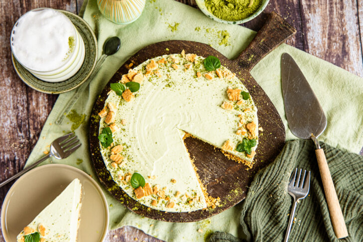 Matcha-Cheesecake ohne Backen