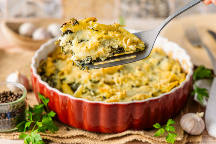 Nudelauflauf mit Spinat