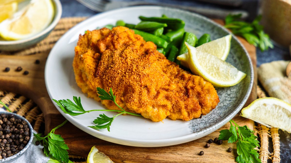 Panierte Schnitzel aus dem Backofen