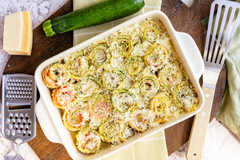 Zucchini-Schinken-Röllchen mit Grana Padano überbacken