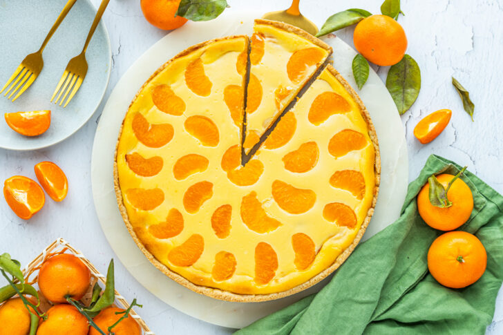 Käsekuchen mit Mandarinen frisch gebacken