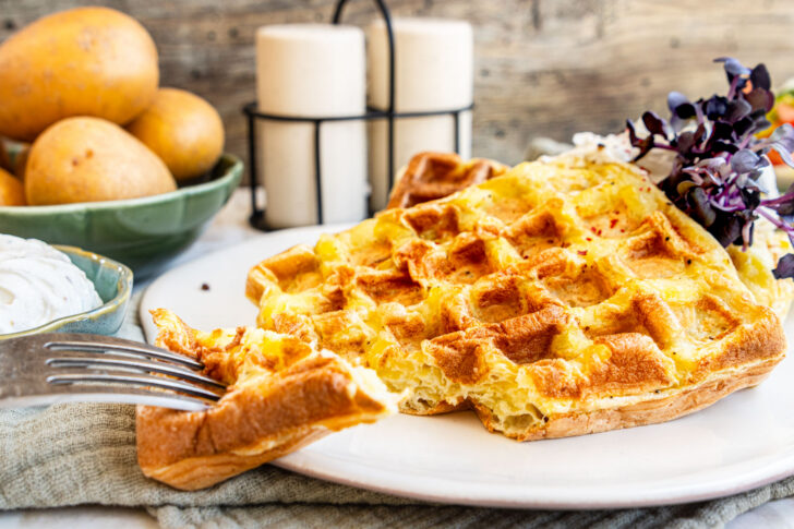 Kartoffelwaffeln angeschnitten