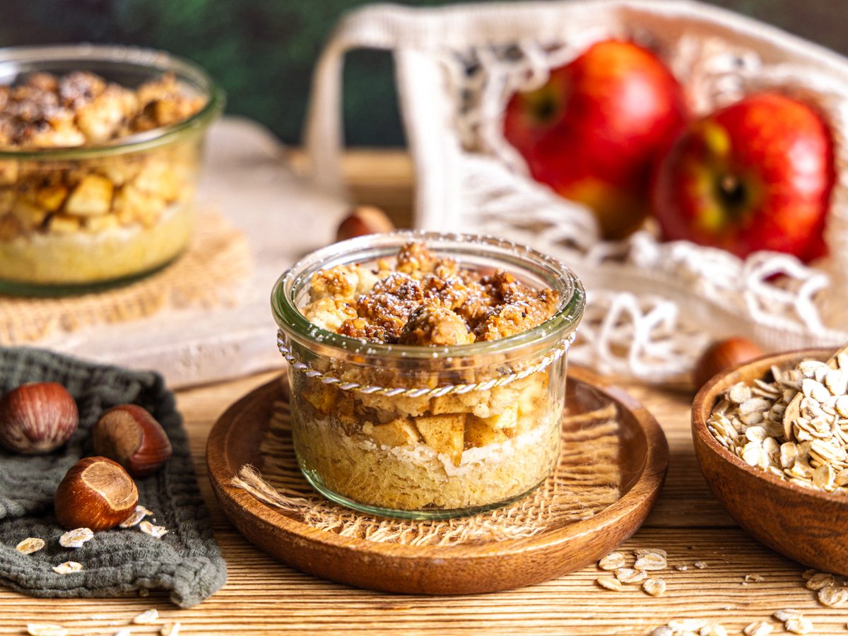 Apfelkuchen im Glas aus der Heißluftfritteuse