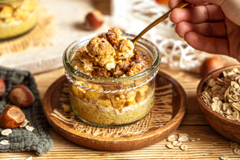 Apfelkuchen im Glas aus der Heißluftfritteuse