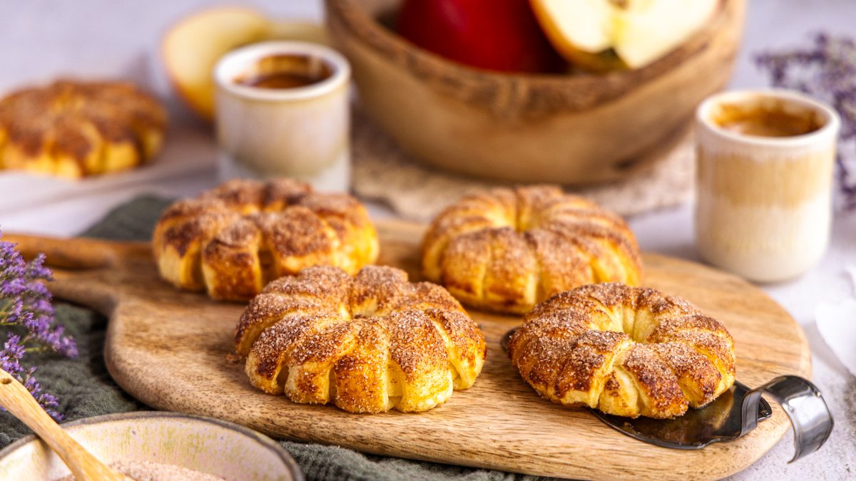 Apfelringe in Blätterteig aus der Heißluftfritteuse
