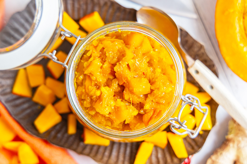 Süß-saures Kürbis-Chutney aus Hokkaido topdown