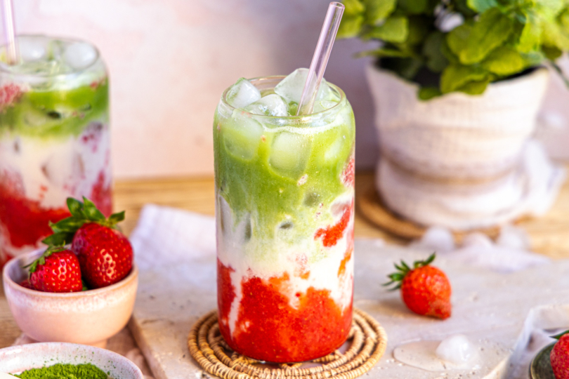Iced Strawberry Matcha Latte