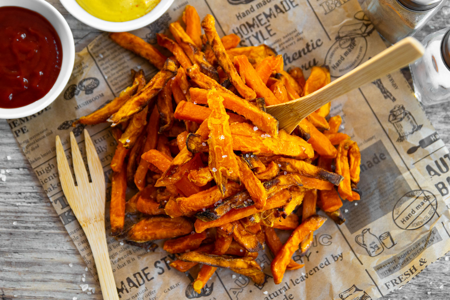 Heißluftfritteuse Süßkartoffel Pommes