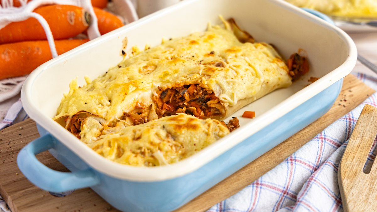 Überbackene Pfannkuchen mit Hackfleisch & Käse