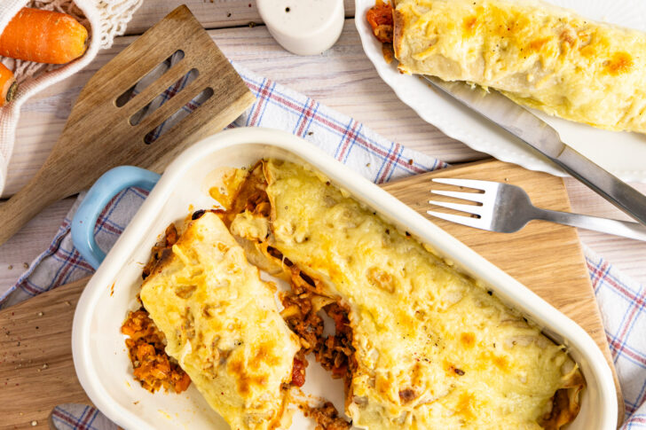 Überbackene Pfannkuchen mit Hackfleisch & Käse