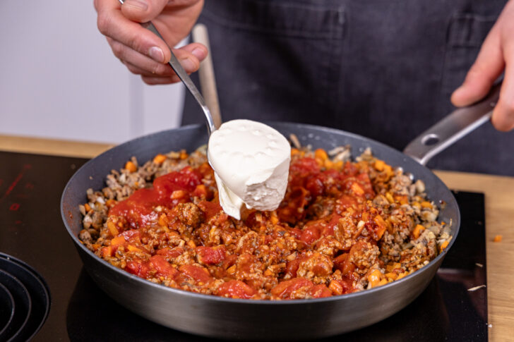 Crème fraîche dazugeben