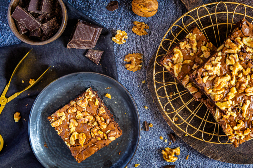 Walnuss-Brownies frisch gebacken