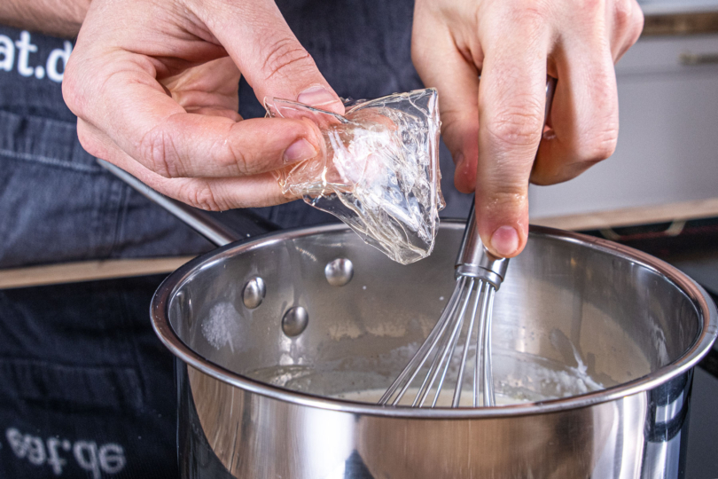 Gelatine dazugeben