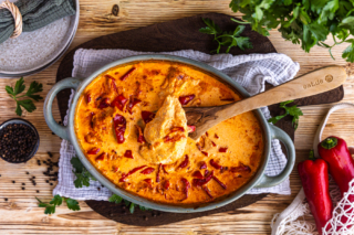 Paprika-Sahne-Hähnchenpfanne aus dem Backofen