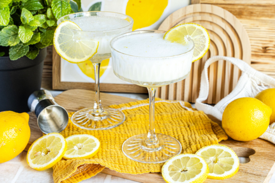 Zitronensorbet mit Prosecco