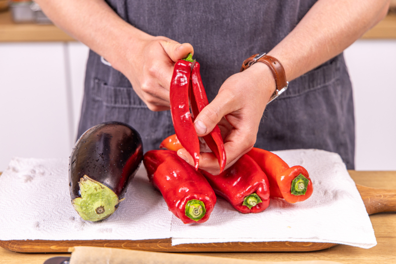 Paprika halbieren