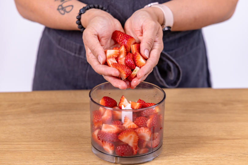 Erdbeeren pürieren