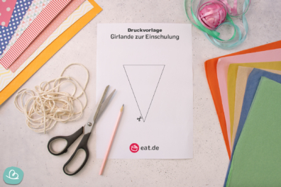 Bastelmaterial zum Girlande zur Einschulung basteln