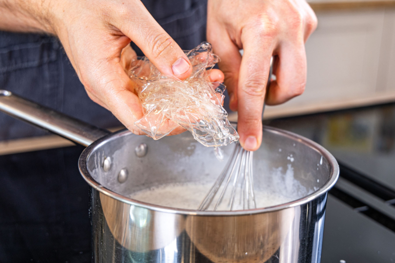 Gelatine dazugeben