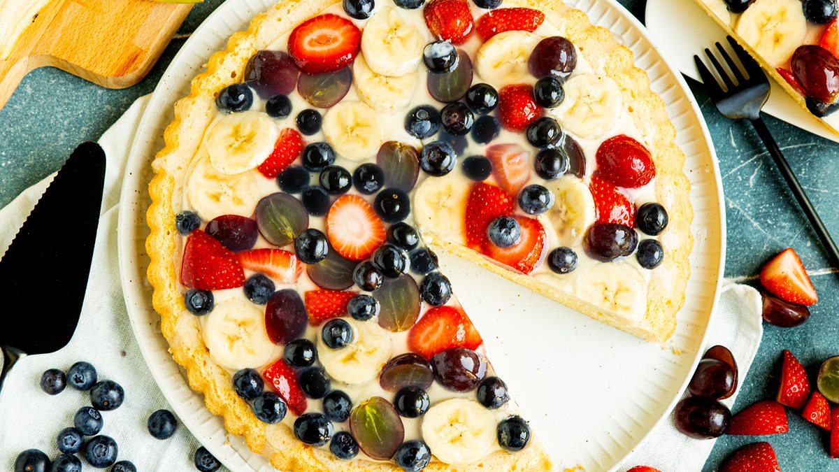 Obsttorte mit Vanillepudding