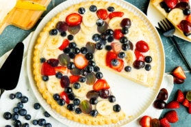 Obsttorte mit Vanillepudding topdown