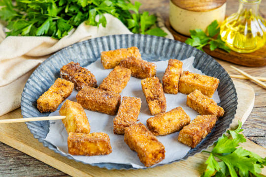 Frittierter Tofu frisch zubereitet