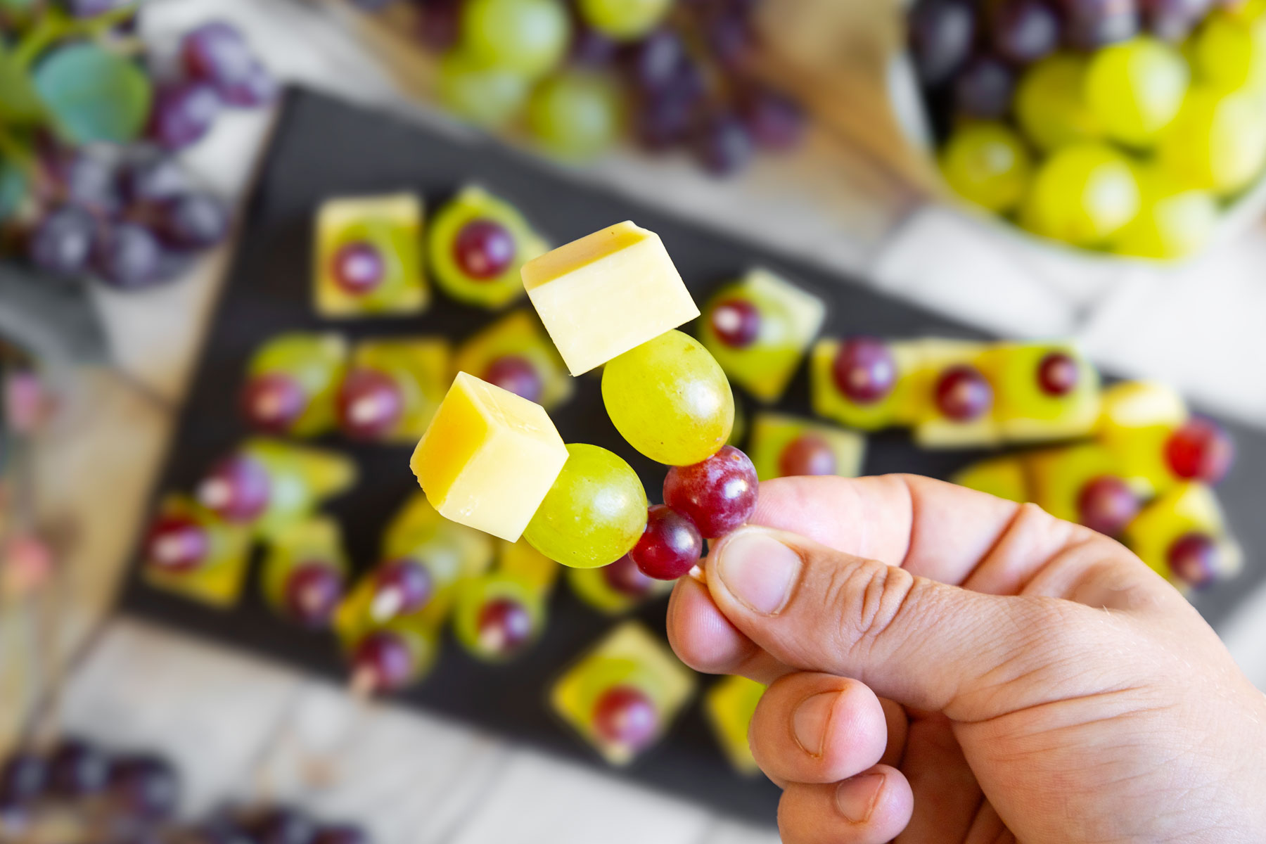 Käse-Weintrauben-Spieße Käse-Weintrauben-Spieße