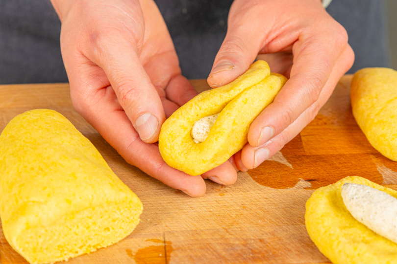Frischkäse in Kartoffelmasse