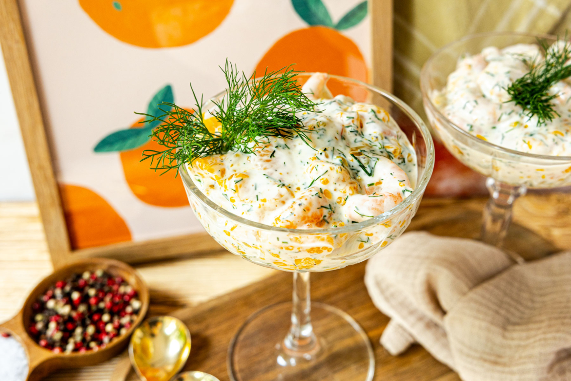 Fruchtiger Krabbencocktail mit Mandarinen Fruchtiger Krabbencocktail mit Mandarinen