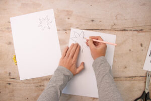 Edelweißvorlage auf Tonpapier übertragen