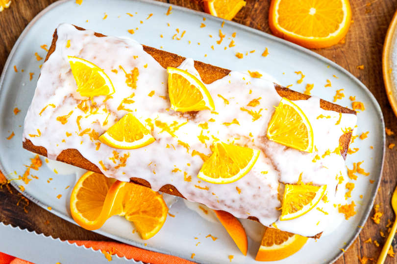 Orangenkuchen mit ganzen Orangen topdown