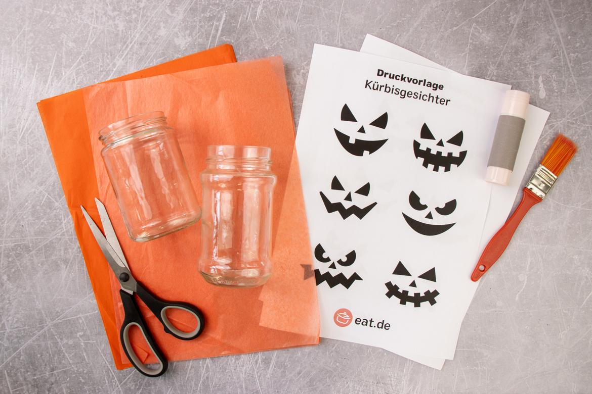 Kürbis Windlichter basteln - Materialien