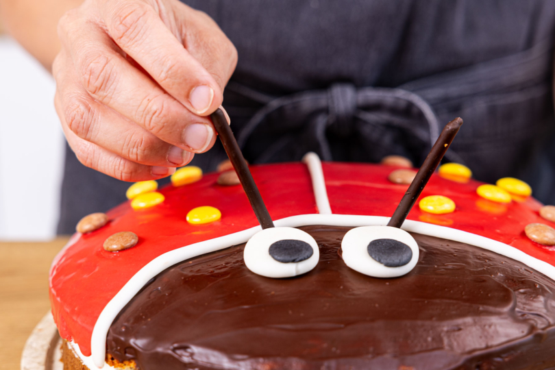 Marienkäfer-Kuchen für den Kindergeburtstag dekorieren