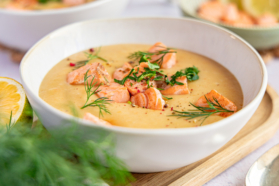 Kartoffelsuppe mit Lachs