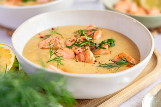 Kartoffelsuppe mit Lachs