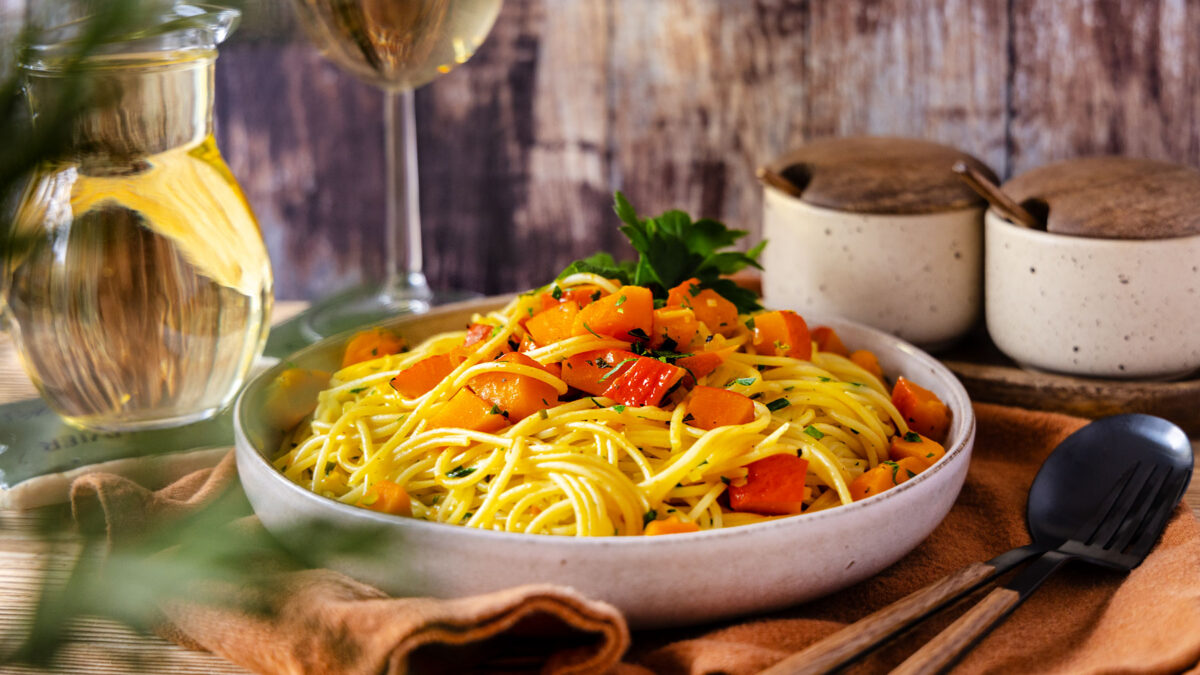 Pasta mit Kürbis-Ragout