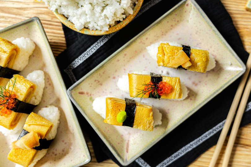 Tamago Nigiri Sushi top down