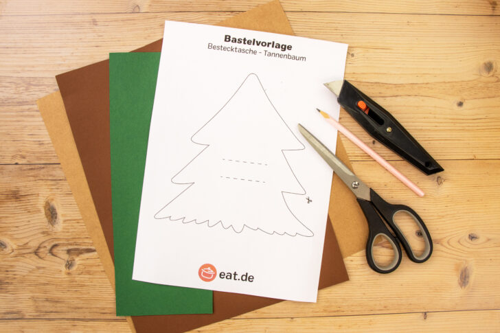 Bestecktasche basteln Material und Vorlage zum Basteln