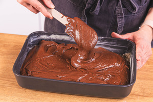 Brownie-Teig in der Form