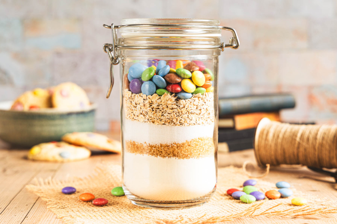 Cookies Backmischung im Glas selber machen frontal