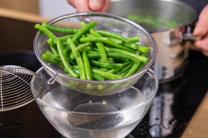 Bohnen ist Eiswasser abschrecken