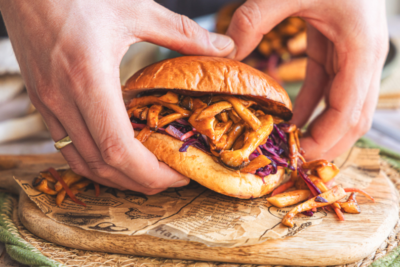 Pulled Mushroom Burger: saftig und aromatisch