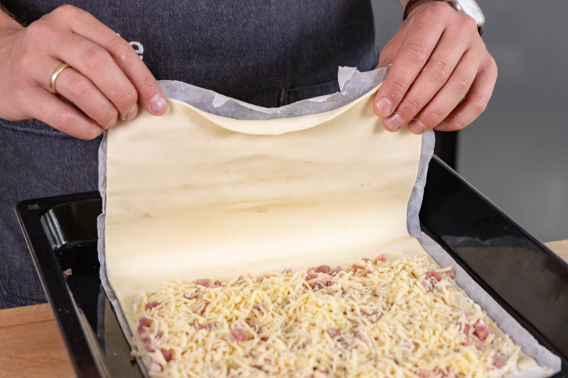 Blätterteig zuklappen