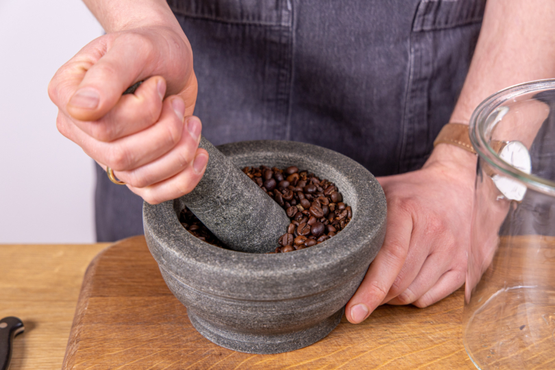Kaffeebohnen optional zerstoßen