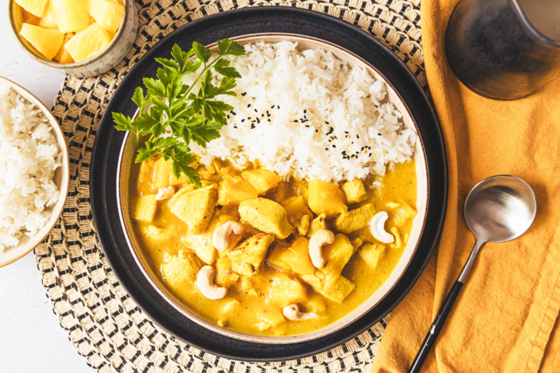 Madras Chicken Curry mit Ananas top-down
