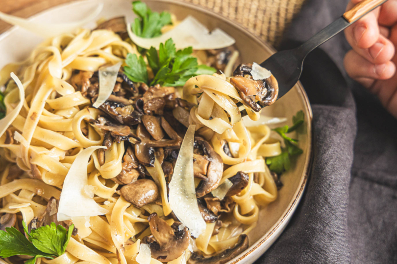 Pasta Funghi Nahaufnahme