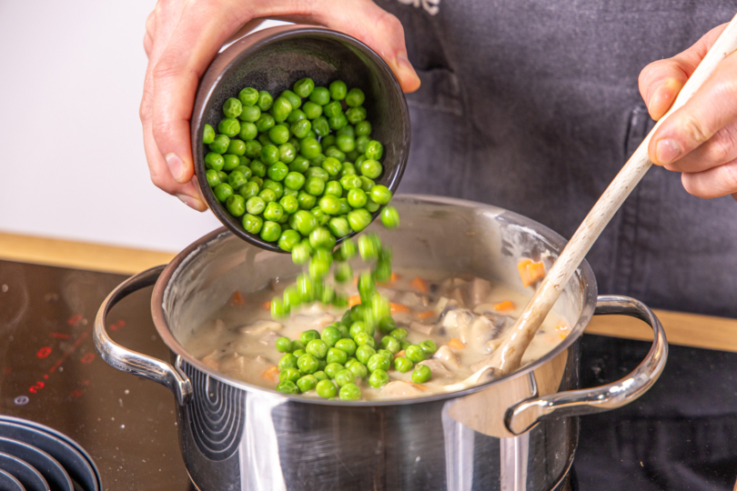 Erbsen dazugeben