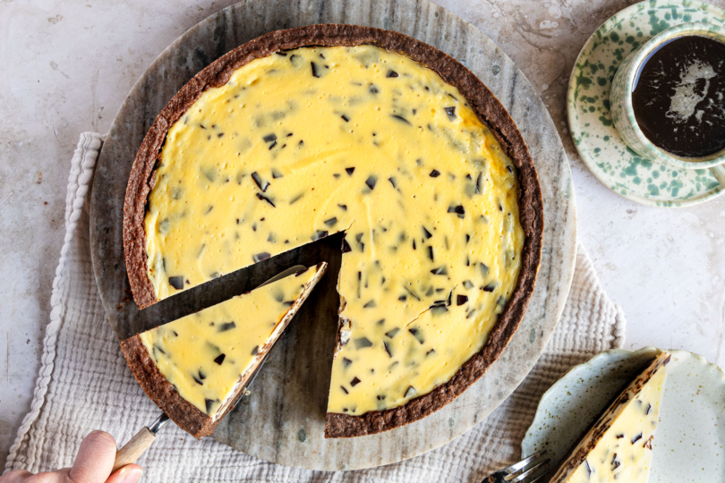 Stracciatella-Käsekuchen topdown